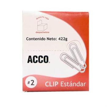 CLIP ACCO ESTANDAR No.2 INOXIDABLE 100CLIPS C/10