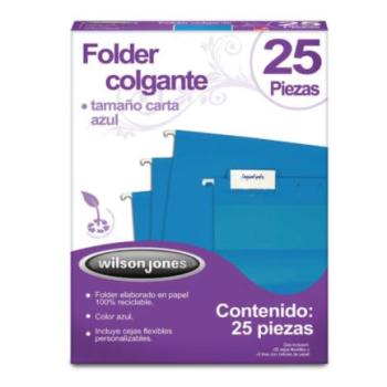 Folder Acco Colgante Carta Color Azul c/25 Piezas