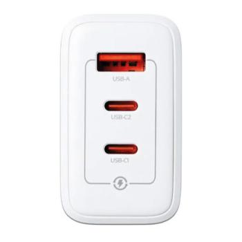 CARGADOR ADATA USB DE PARED 65W GAN 2PUERTO USB TIPO C 1 PUERTO USB A ENCHUFE PLEGABLE BLANCO