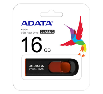Memoria USB Adata C008 16 GB Color Negra-Roja