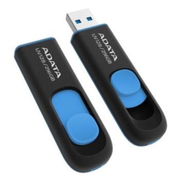 Memoria USB Adata 256GB UV128 3.2 Negro con Azul