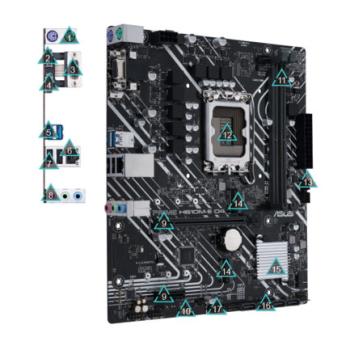 Tarjeta Madre Asus PRIME H610M-K D4-CSM 2xDDR4 64GB 3200Mhz HDMI VGA PCIe 4.0 M.2 S 1700 12th 13th 14th Gen mATX