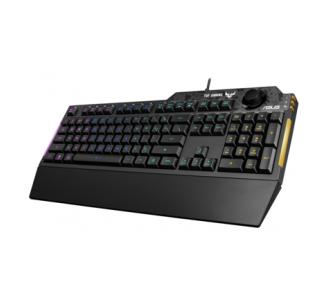 Teclado Asus TUF GAMING K1 en Ingles Alambrico RGB Perilla de Volumen Color Negro