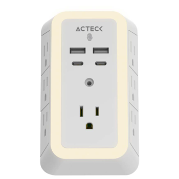 Cargador de Pared Ackteck Energon Lumina CP515 /Carga 20W/7 Conectores/Supresor de Picos y Ajuste de Iluminación