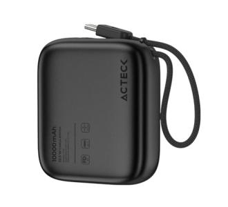 Cargador Acteck Powerbank Plug Pro PG60 10000 mAh USBC cable integrado 225 W compacto ligero negro