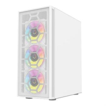 Gabinete Gamer Compact Media Torre Dragonfly Perform Crystal GM590CW / Panel Izq Cristal + Frente Cristal / Blanco