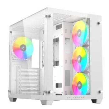 Gabinete Acteck Gamer Media Torre Tank Pro GM930 Max MB ATX Ultra Wide Panel Izq Cristal + Frente Cristal 2xUSB 3.0 + 4xFan RGB con HUB Blanco