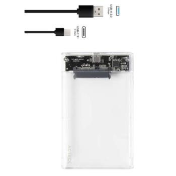 Gabinete Acteck de Disco Duro Armor Clear HC440 2.5 SATA USB 3.0 Blanco
