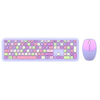 Kit Teclado y Mouse Acteck Creator Chic Colors MK475 Inalámbrico 2xBaterías AAA Incluidas Color Morado