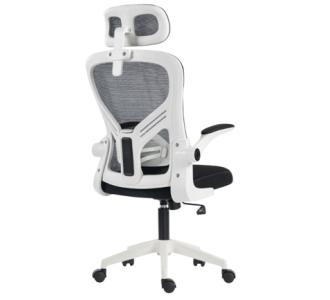 Silla Acteck de Oficina Flux EC343HR malla negra marco blanco reclinación 120 grados soporta 100 kg brazos abatibles
