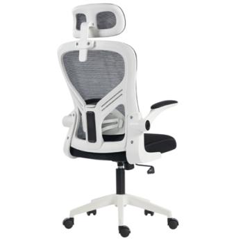 Silla Acteck de Oficina Flux EC343HR Malla Negra Marco Blanco Reclinación 120° Soporta 100 kg Brazos Abatibles