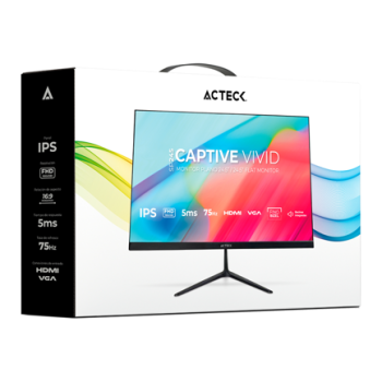 Monitor Plano Acteck 24.5 IPS Captive Vivid SP245/FHD/75Hz/Vesa 75mm/Advanced Negro