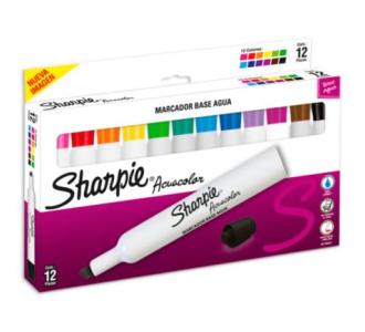 Marcador Acuacolor Sharpie Base Agua Estuche C/12 Pzas