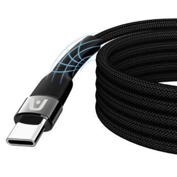Cable Argomtech Tipo-C a Tipo-C 1.8m 480 Mbps Carcasa ABS con Trenzado de Nailon Carga Ultra Rápida Color Negro