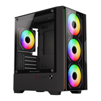 Gabinete Gamer Balam Rush Compact Mini Torre Nitrox Edge Pro Crystal 4900C Negro
