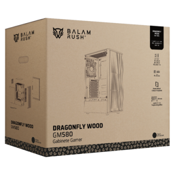 Gabinete Gamer Balam Rush Compact Media Torre Dragonfly Wood GM580 / Negro