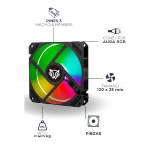 Ventilador Balam Rush Eolox Blaze EX70 120mm ARGB diseño cuadrado 1200 RPM 3 pines Rainbow negro