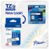 Cinta Laminada Brother Estandar Texto blanco sobre cinta transparente de 18mm x 8m