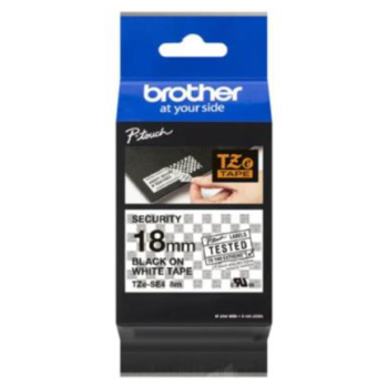 Cinta Brother TZESE4G Laminada Texto Negro Sobre Fondo Blanco 18mmx8m