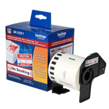 Cinta Etiquetadora Brother DK2251 Papel Negro y Rojo sobre Blanco Longitud Continua 62mmx15.2m QL-800/810W/820NWB
