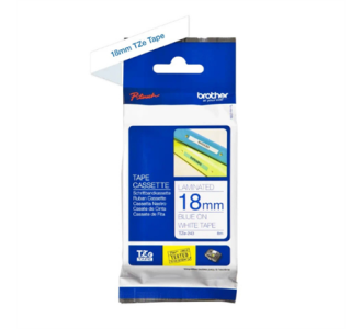 Cinta Brother TZ-243 Laminada Azul Sobre Blanco 18mmx8m PT300/310B/330/530