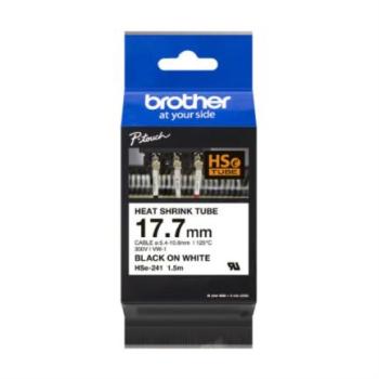 Cinta Brother HSE241 Termorretráctil Texto Negro Sobre Fondo Blanco 17.7mmx1.5m