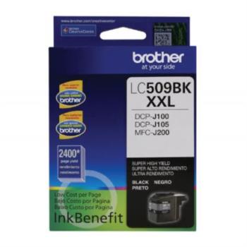 Tinta Brother LC509BK Súper Alto Rendimiento Hasta 2400 Páginas Color Negro