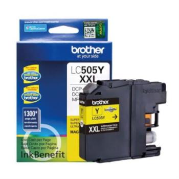 Tinta Brother LC505Y Súper Alto Rendimiento Hasta 1300 Páginas Color Amarillo