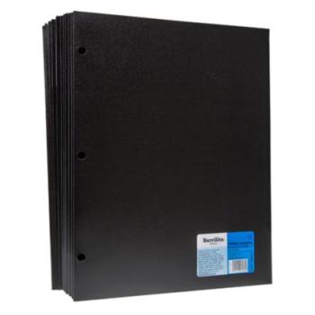 Folder Barrilito Plástico Carta C/Solapa Color Negro C/12 Pzas