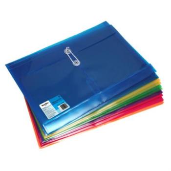Sobre Barrilito Plástico con Hilo Carta Horizontal Colores Surtidos Paq C/12 Pzas