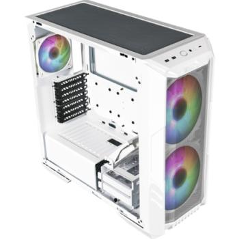Gabinete Gamer Cooler Master MasterBox HAF 500 Media Torre ITX mATX ATX 4xFan RGB Cristal Templado Blanco