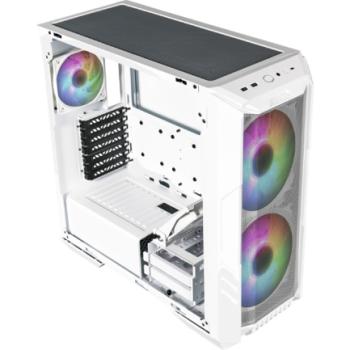 Gabinete Gamer Cooler Master MasterBox HAF 500 Media Torre ITX mATX ATX 4xFan RGB Cristal Templado Blanco