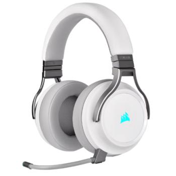 Audífonos Corsair (CA-9011186-NA) Virtuoso Inalámbricos 7.1 Canales USB-C/Micrófono Comp. PC RGB Blanco