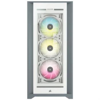 Gabinete Corsair ICUE 5000X RGB Media Torre EATX ATX mATX ITX Cristal Templado Color Blanco 3xFan RGB Sin Fuente