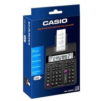 Calculadora Casio con impresora tipo Sumadora HR-200RC negro pantalla LCD  Costo Venta y Margen 150 pasos