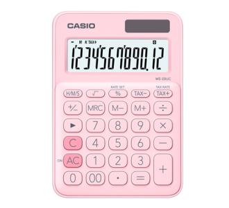 Calculadora de Escritorio Casio MS-20UC de 12 digitos rosa calculo de impuestos y tiempo doble alimentacion