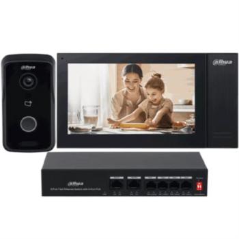 Kit de Videoportero IP Dahua Frente de Calle/Monitor y Switch POE/Pantalla LCD Touch de 7