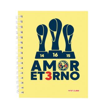Libreta Dietrix First Class pasta dura  doble arillo  80 hojas raya Club America modelo amor eterno