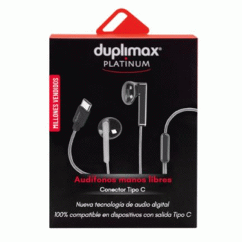 Audífonos Duplimax Platinum Manos Libres Conector Tipo C Color Negro Con Plata