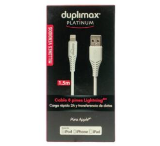Cable Duplimax Platinum USB-8 Pines 2A 1.5m Nylon Color Blanco