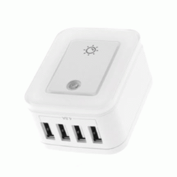 Tomacorriente Forza FWT-4012USB con Protector Sobretención 4 Puertos USB de 5V Luz Nocturna Regulable