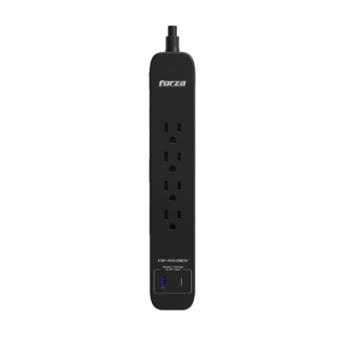 Protector tensión Forza negro 1625W/500J 4 slds 1-USBA 1-USBC 120V/240V