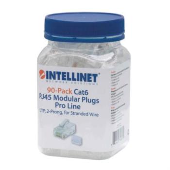 Plug Intellinet RJ45 Cat6 UTP Multifilar 50 Micras Pro Bote C/90 Pzas