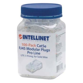 Plug Intellinet RJ45 Cat5e Solido UTP Oro 50 Micras Pro Bote C/100 Pzas