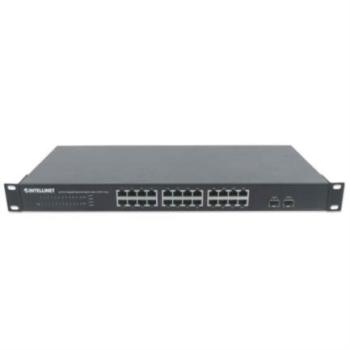 Switch Intellinet 24 Puertos Gigabit Ethernet con 2 Puertos SFP Montaje en Rack 19