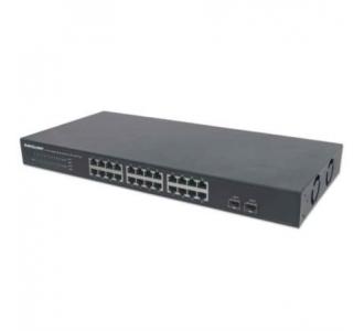 Switch Intellinet 24 Puertos Gigabit Ethernet con 2 Puertos SFP Montaje en Rack 19