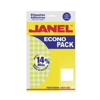 Etiquetas Adhesivas Janel Econopack Fluorescente No. 9 00x13mm Color Amarillo Sobre C/1120