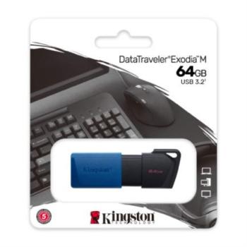 Memoria USB Kingston DataTraveler Exodia M 64GB USB 3.2 Gen1 Color Negro-Azul