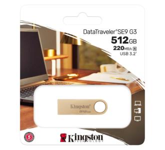 Memoria USB Kingston DataTraveler SE9 G3 512GB USB 3 2 Lectura 220MB/s Dorado
