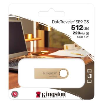 Memoria USB Kingston DataTraveler SE9 G3 512GB USB 3 2 Lectura 220MB/s Dorado